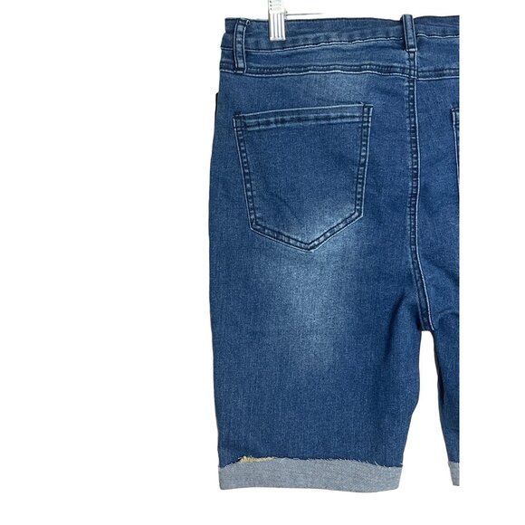 Bebe Shorts Womens Sz 30 Medium Blue Jean Stretch Denim High Rise Bermuda Casual - Picture 8 of 12